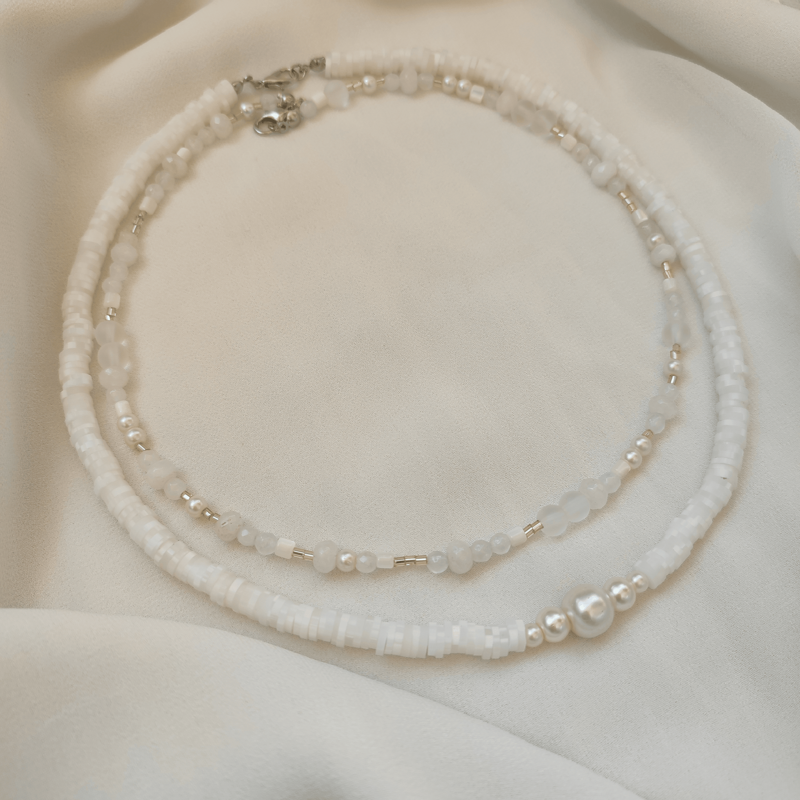 2pc White Beaded